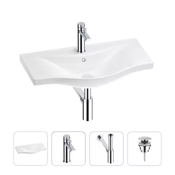 Раковина для ванной Wellsee Bisou 201003606 в наборе 4 в 1