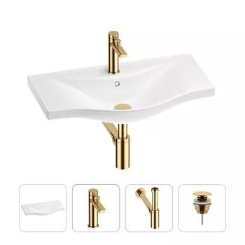 Раковина для ванной Wellsee Bisou 201003608 в наборе 4 в 1