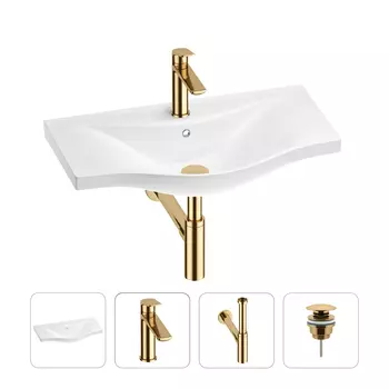 Раковина для ванной Wellsee Bisou 201003633 в наборе 4 в 1