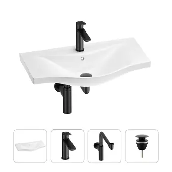 Раковина для ванной Wellsee Bisou 201003642 в наборе 4 в 1