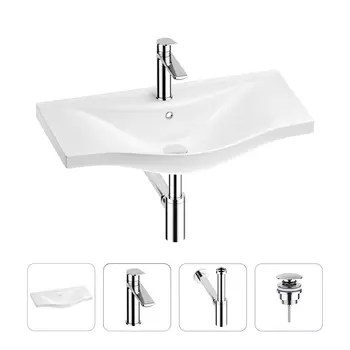 Раковина для ванной Wellsee Bisou 201003651 в наборе 4 в 1