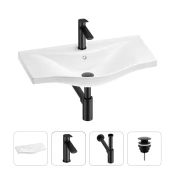 Раковина для ванной Wellsee Bisou 201003652 в наборе 4 в 1