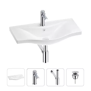 Раковина для ванной Wellsee Bisou 201003656 в наборе 4 в 1