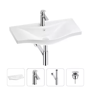 Раковина для ванной Wellsee Bisou 201003681 в наборе 4 в 1