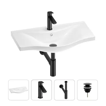 Раковина для ванной Wellsee Bisou 201003682 в наборе 4 в 1