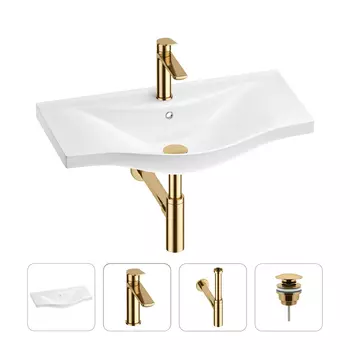 Раковина для ванной Wellsee Bisou 201003683 в наборе 4 в 1