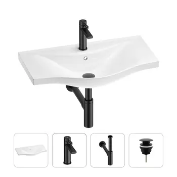 Раковина для ванной Wellsee Bisou 201003687 в наборе 4 в 1