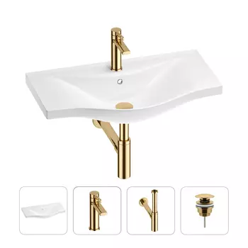 Раковина для ванной Wellsee Bisou 201003688 в наборе 4 в 1