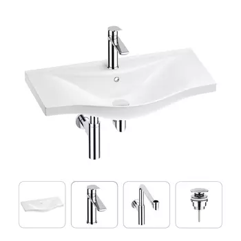 Раковина для ванной Wellsee Bisou 201003691 в наборе 4 в 1