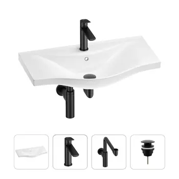 Раковина для ванной Wellsee Bisou 201003692 в наборе 4 в 1