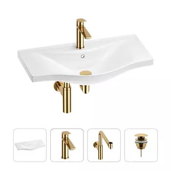 Раковина для ванной Wellsee Bisou 201003693 в наборе 4 в 1