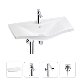 Раковина для ванной Wellsee Bisou 201003696 в наборе 4 в 1