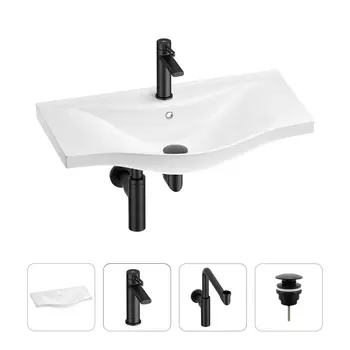 Раковина для ванной Wellsee Bisou 201003697 в наборе 4 в 1