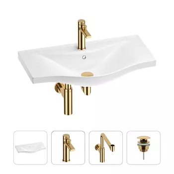 Раковина для ванной Wellsee Bisou 201003698 в наборе 4 в 1