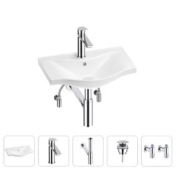 Раковина для ванной Wellsee Bisou 201005056 в наборе 5 в 1