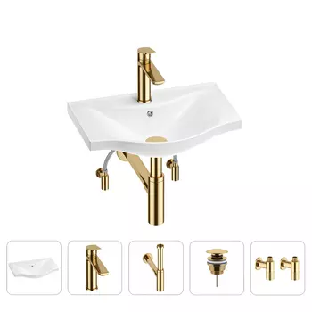 Раковина для ванной Wellsee Bisou 201005058 в наборе 5 в 1