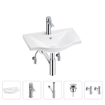 Раковина для ванной Wellsee Bisou 201005061 в наборе 5 в 1