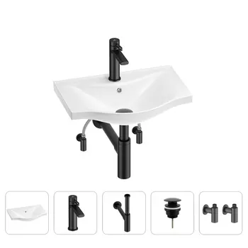 Раковина для ванной Wellsee Bisou 201005062 в наборе 5 в 1