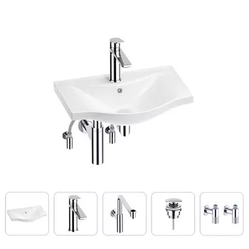 Раковина для ванной Wellsee Bisou 201005066 в наборе 5 в 1