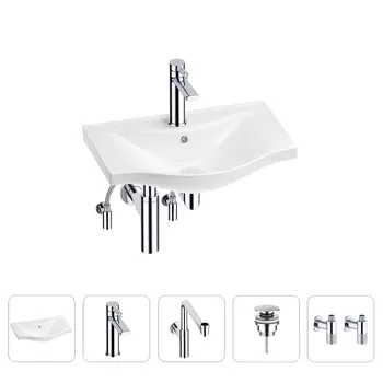 Раковина для ванной Wellsee Bisou 201005071 в наборе 5 в 1