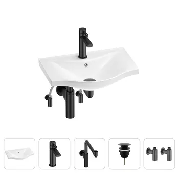 Раковина для ванной Wellsee Bisou 201005072 в наборе 5 в 1