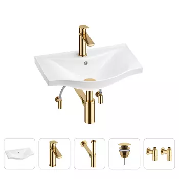 Раковина для ванной Wellsee Bisou 201005078 в наборе 5 в 1