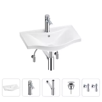 Раковина для ванной Wellsee Bisou 201005081 в наборе 5 в 1