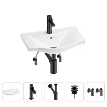 Раковина для ванной Wellsee Bisou 201005082 в наборе 5 в 1