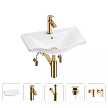 Раковина для ванной Wellsee Bisou 201005108 в наборе 5 в 1