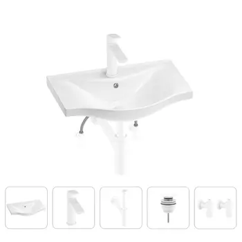 Раковина для ванной Wellsee Bisou 201005110 в наборе 5 в 1