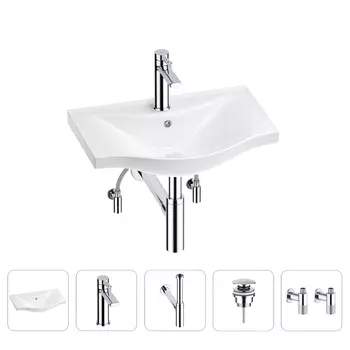 Раковина для ванной Wellsee Bisou 201005111 в наборе 5 в 1