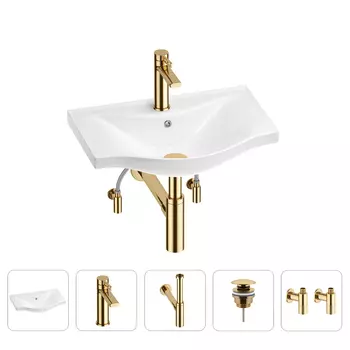 Раковина для ванной Wellsee Bisou 201005113 в наборе 5 в 1