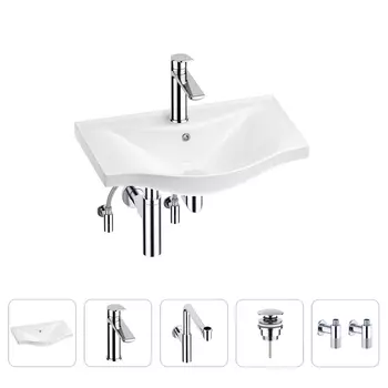 Раковина для ванной Wellsee Bisou 201005116 в наборе 5 в 1