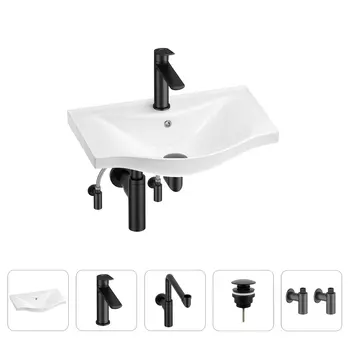 Раковина для ванной Wellsee Bisou 201005117 в наборе 5 в 1