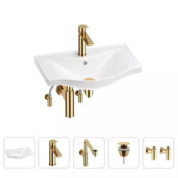 Раковина для ванной Wellsee Bisou 201005118 в наборе 5 в 1