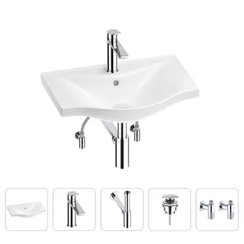 Раковина для ванной Wellsee Bisou 201005126 в наборе 5 в 1