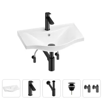 Раковина для ванной Wellsee Bisou 201005127 в наборе 5 в 1