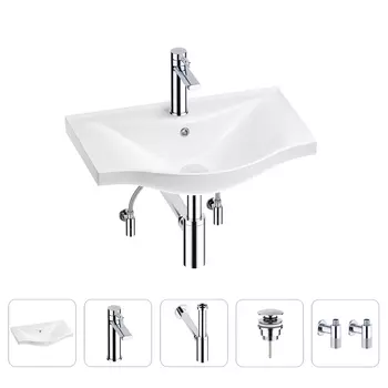 Раковина для ванной Wellsee Bisou 201005131 в наборе 5 в 1