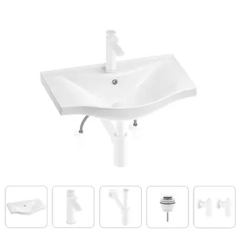 Раковина для ванной Wellsee Bisou 201005135 в наборе 5 в 1