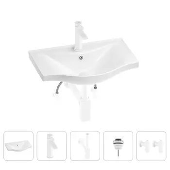 Раковина для ванной Wellsee Bisou 201005145 в наборе 5 в 1