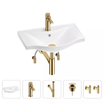 Раковина для ванной Wellsee Bisou 201005163 в наборе 5 в 1