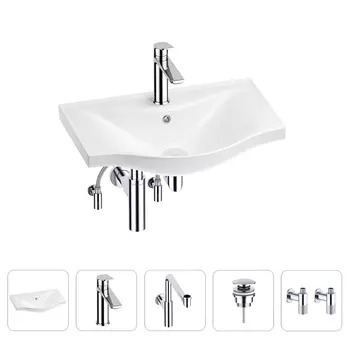 Раковина для ванной Wellsee Bisou 201005166 в наборе 5 в 1