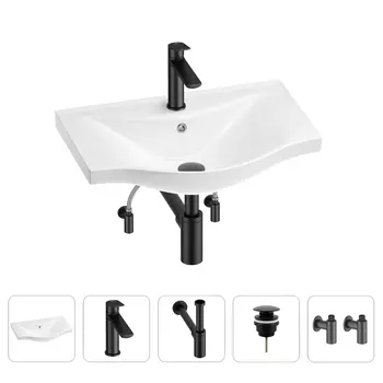 Раковина для ванной Wellsee Bisou 201005177 в наборе 5 в 1