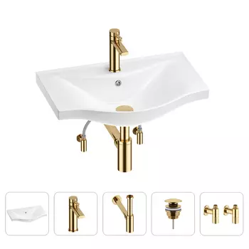 Раковина для ванной Wellsee Bisou 201005183 в наборе 5 в 1