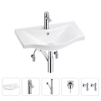 Раковина для ванной Wellsee Bisou 201005211 в наборе 5 в 1