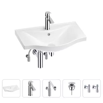 Раковина для ванной Wellsee Bisou 201005216 в наборе 5 в 1