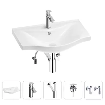 Раковина для ванной Wellsee Bisou 201005226 в наборе 5 в 1