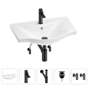 Раковина для ванной Wellsee Bisou 201005232 в наборе 5 в 1