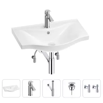 Раковина для ванной Wellsee Bisou 201005256 в наборе 5 в 1