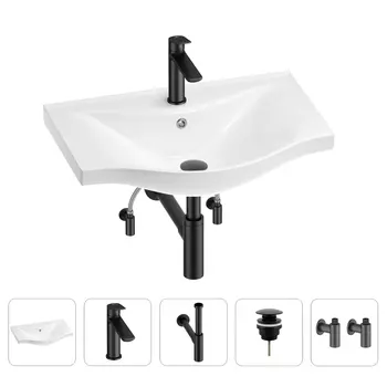 Раковина для ванной Wellsee Bisou 201005257 в наборе 5 в 1